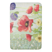 Art Nouveau Geometric Pattern Poppy Flowers Bath Badmat (Voorkant Verticaal)
