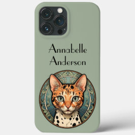 Art Nouveau gevlekte kat personaliseren iPhone 13 Pro Max Hoesje