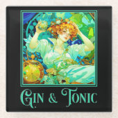 Art Nouveau Gin & Tonic Glazen Onderzetter (Voorkant)