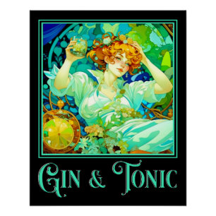 Art Nouveau Gin & Tonic Perfect Poster