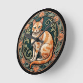 Art Nouveau Ginger Cat Ronde Klok (Hoek)