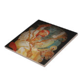 Art Nouveau Girl met Harp 1903 Tegeltje (Zijkant)