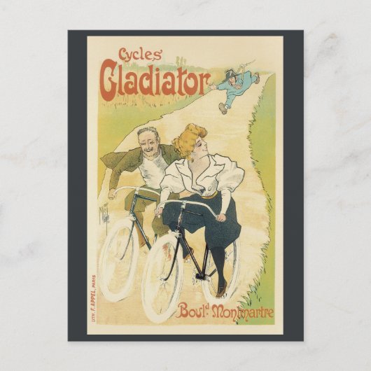 Art Nouveau, Gladiator Fietsen Briefkaart (Voorkant)