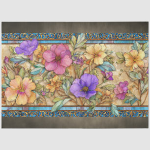 Art Nouveau Glas-in-lood Bloemen  Tissuepapier