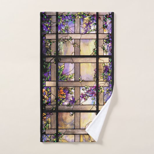 Art Nouveau Glas in lood Flowers Bath Towel Set Bad Handdoek (Handdoek)
