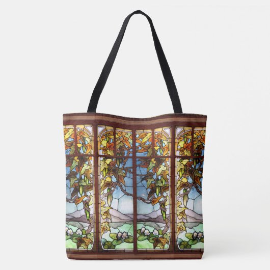 Art Nouveau Glas in lood Waterlily Gourds Tas (Achterkant)