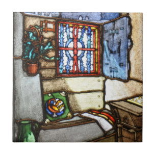 Art Nouveau Glas in lood Windows - Tile Tegeltje