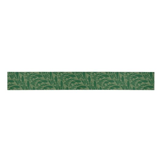 Art Nouveau Gold Filigree over Emerald Grosgrain Lint (Voorkant)