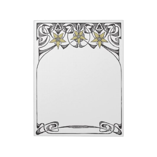 Art Nouveau Gold Flower Border Notitieblok (Gedraaid)