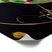  Art Nouveau Golden Cat op zwart Poster (Hoek)