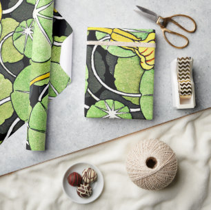 Art Nouveau Golden Yellow Nasturtium patroon Cadeaupapier