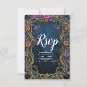 Art Nouveau Gothic Halloween bruiloft RSVP Kaartje (Voorkant)
