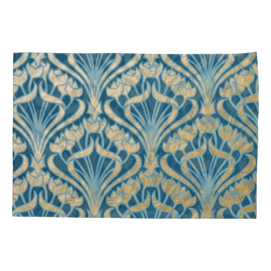 Art nouveau, goud, blauwgroen, patroon, vouw, Vict Kussensloop (Achterkant)