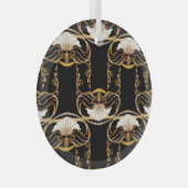 Art Nouveau: Goud Zwart Glas Ornament (Voorkant Rechts)