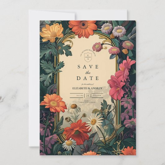 Art Nouveau Gouden Lijst bruiloft Save The Date (Voorkant)