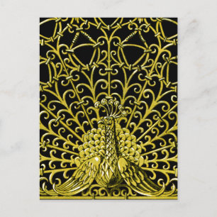 Art Nouveau gouden pauw Briefkaart