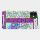 Art nouveau Grapevine florale  paarse blauwgroen Case-Mate iPhone Case (Achterkant (horizontaal))