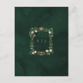 Art Nouveau Green and Gold Wedding QR Details Informatiekaartje (Achterkant)