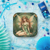 Art Nouveau Green Fairy Paper Bord (Feest)