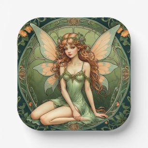 Art Nouveau Green Fairy Paper Bord