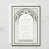 Art Nouveau Greenery Lijst Foto Save The Date (Voorkant)