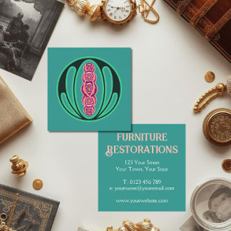 Art Nouveau Groen Crème Vierkante Visitekaartje