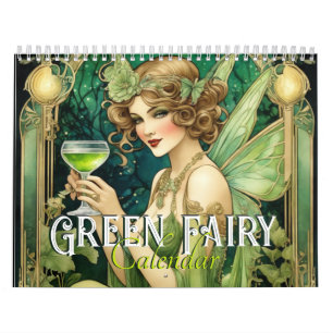  Art Nouveau Groene Fairy Fantasy Fae Vrouwen Kalender