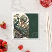 Art Nouveau Groene Smaragd  Peacock Bruiloft Servet (Insitu)