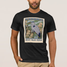 Art Nouveau Grote Blauwe Heron T-shirt