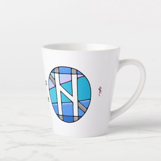 Art Nouveau Hagalaz Rune of CHANGE! Latte Mok (Rechts)