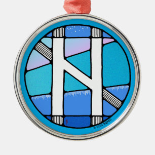 Art Nouveau Hagalaz Rune of Transformation Metalen Ornament