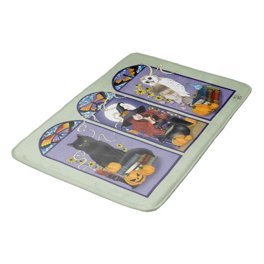 Art Nouveau Heks Uil Kat Halloween Badmat (Gekanteld)