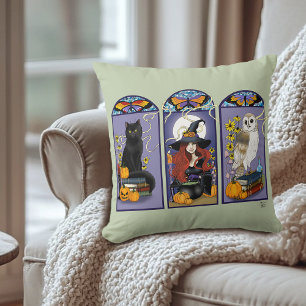 Art Nouveau Heks Uil Kat Halloween Kussen