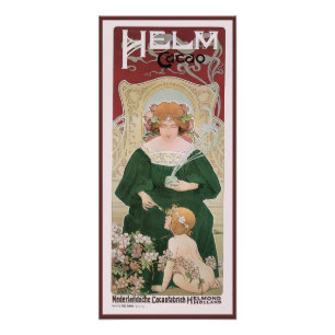 Art Nouveau Helm Cacao door Privat Livemont uit de Foto Afdruk