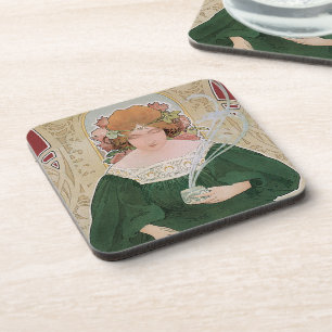 Art Nouveau Helm Cacao door Privat Livemont uit he Bier Onderzetter