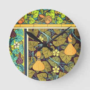 Art nouveau herfst bloemensierlijke kalebas paarse ronde klok