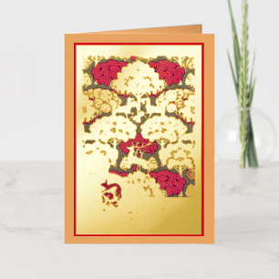 Art nouveau herfstbomen en herten herfst Verneuil Folie Wenskaart