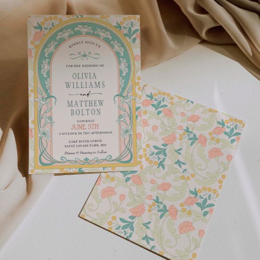 Art Nouveau Huwelijksuitnodiging Deco Kaart