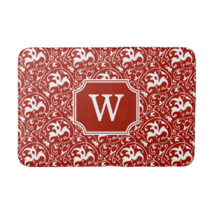 Art Nouveau Ikat - Donkerrood en wit Badmat