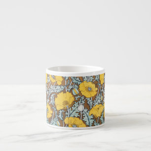 Art Nouveau illustratie van gele papaverbloem Espresso Kop