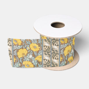 Art Nouveau-illustratie van gele papaverbloem Lint