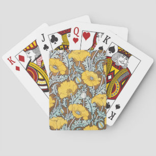 Art Nouveau illustratie van gele papaverbloem Pokerkaarten