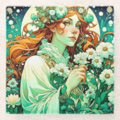 Art Nouveau Imbolc Keltische Lente Glazen Onderzetter (Voorkant)