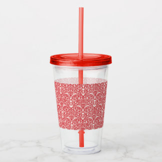 Art Nouveau Inspired Florals Clear Tumbler - Red Acryl Drinkbeker