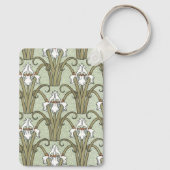 Art Nouveau Iris Bloemen in een tuin Sleutelhanger (Achterkant)