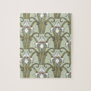 Art Nouveau Iris Bloemen in een Tuin Vintage Legpuzzel