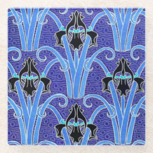 Art nouveau iris flower elegant  floral glazen onderzetter