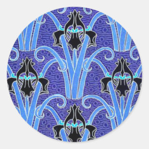 Art nouveau iris flower elegant floral ronde sticker