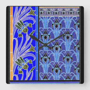 Art nouveau iris flower elegant floral vierkante klok