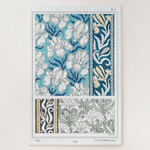Art nouveau iris lily floral Textielkunst Legpuzzel